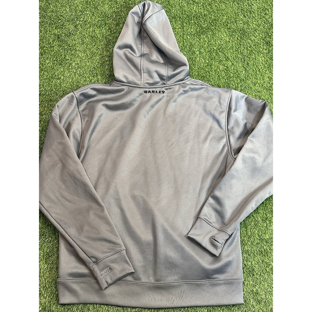 Oakley‎ Hoodie Mens Large Gray Hooded Pullover Surfer Streetwear Comfy - Picture 2 of 16